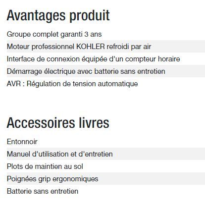 Technic 7500 TE AVR groupe électrogène - Kohler - 6,50 kW - 8,10 kVA - 400 V - 50 Hz_5