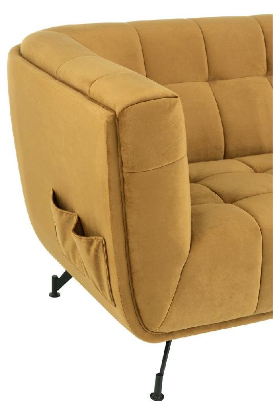 Canapé lounge Marianah ocre - style contemporain en velours capitonné - L207 x H78 x P82 cm_5