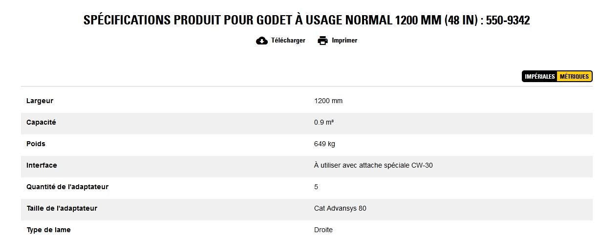 550-9342 godet d'excavation à usage normal - caterpillar finance france - 1200 mm (48 in) - capacité 0.9 m³_5