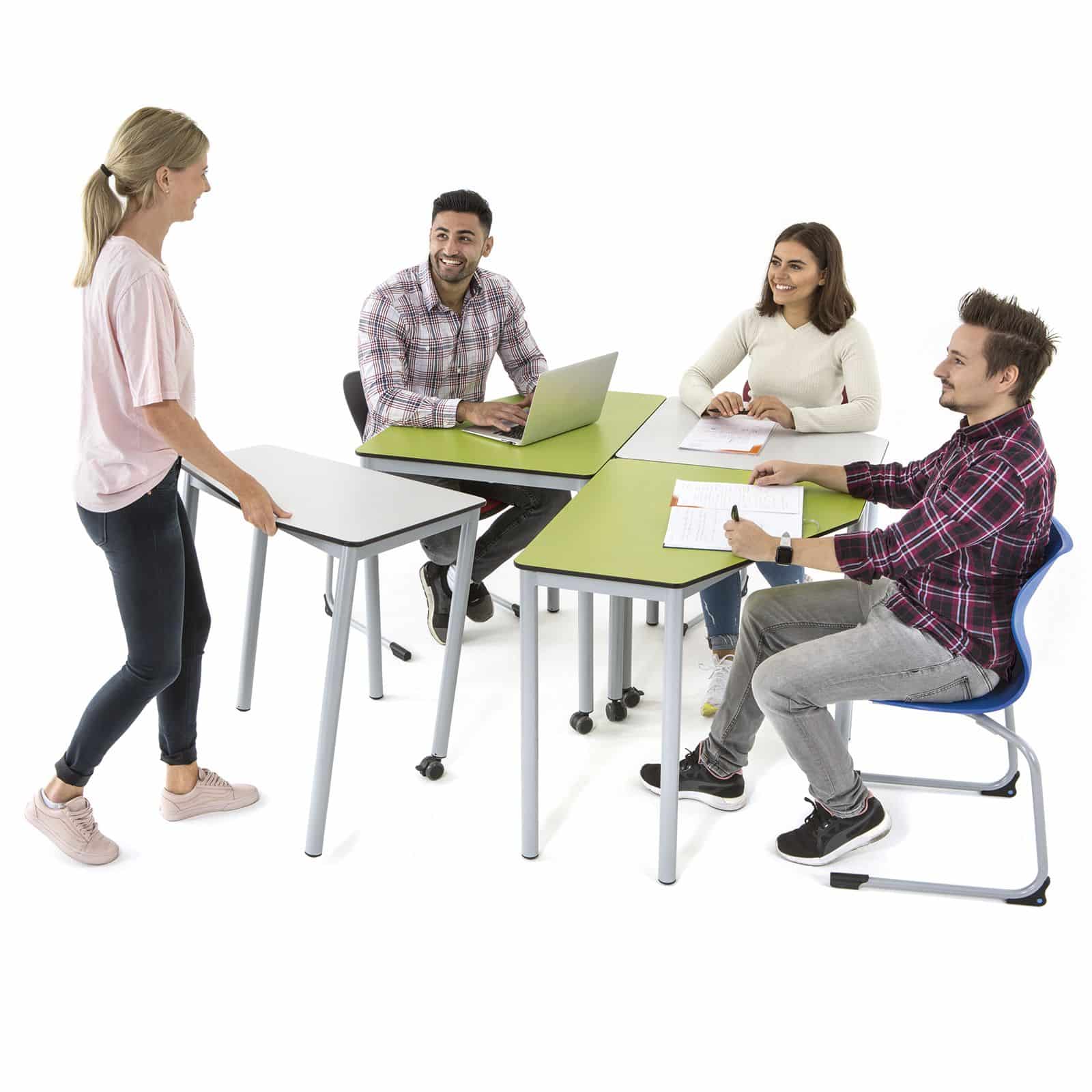 Pupitre Pentagonal coopératif, auto-organisé et flexible pour école primaire et secondaire - hauteur uniforme de 74 cm - EWT.5_5