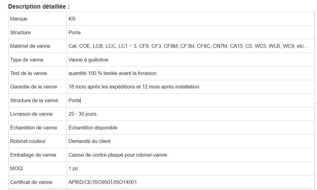 Vanne à guillotine métallique type assis - KS Flow - Wafer, pression PN10, DN50 à DN1200_5