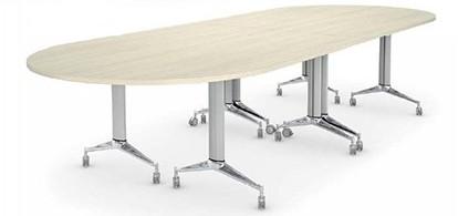 Table de réunion NET, plateau abattant avec retour - Mobel Linea - Blanc, Anthracite, Gauche_5