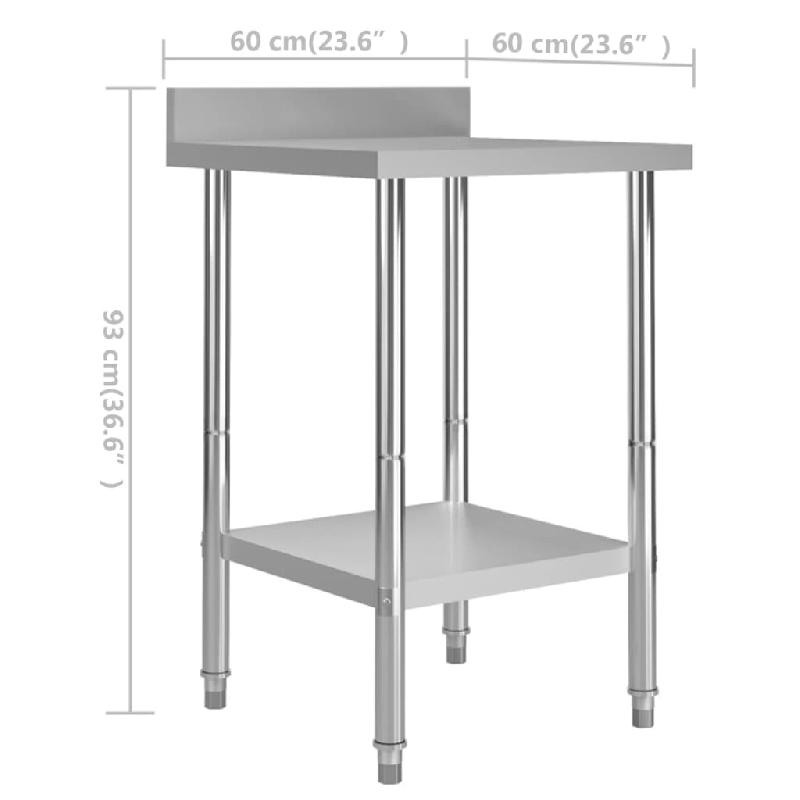 Vidaxl table de travail de cuisine avec dosseret 60x60x93 cm inox 51185_5
