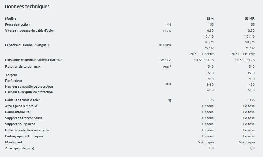 Treuil forestier Uniforest - Modèle 55M / 55MR - 5,5 t de traction avec option réducteur_5