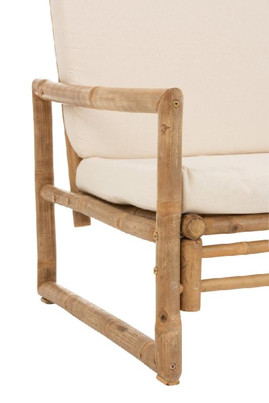 Fauteuil 2 personnes LOVA en bambou naturel avec coussins rembourrés - 150x80x71 cm_5