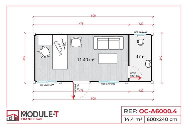 Structure modulaire isolée et polyvalente pour usage professionnel