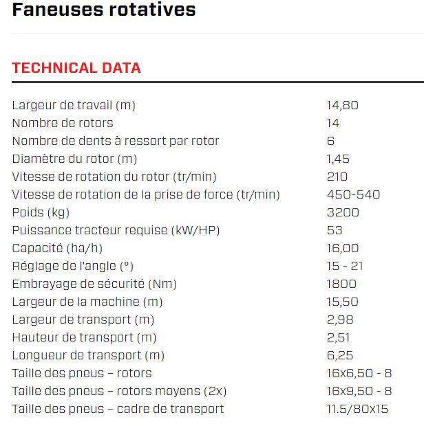 Spider 1500/14 t faneuse rotative robuste avec 14 rotors - sip - largeur de travail 14,80 m_5