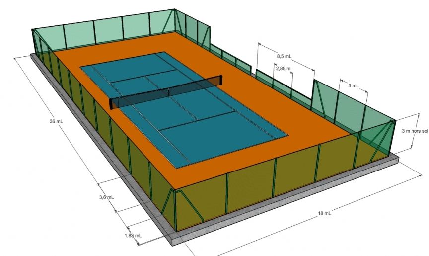 Clôture grillagée -  clôture tennis avec main courante_5