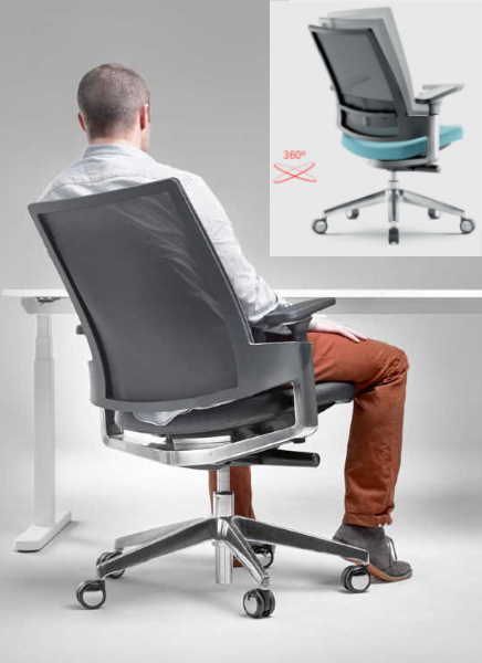 Fauteuil ergonomique de bureau 3.60 avec assise flottante pour améliorer la courbure lombaire et confort certifié_5
