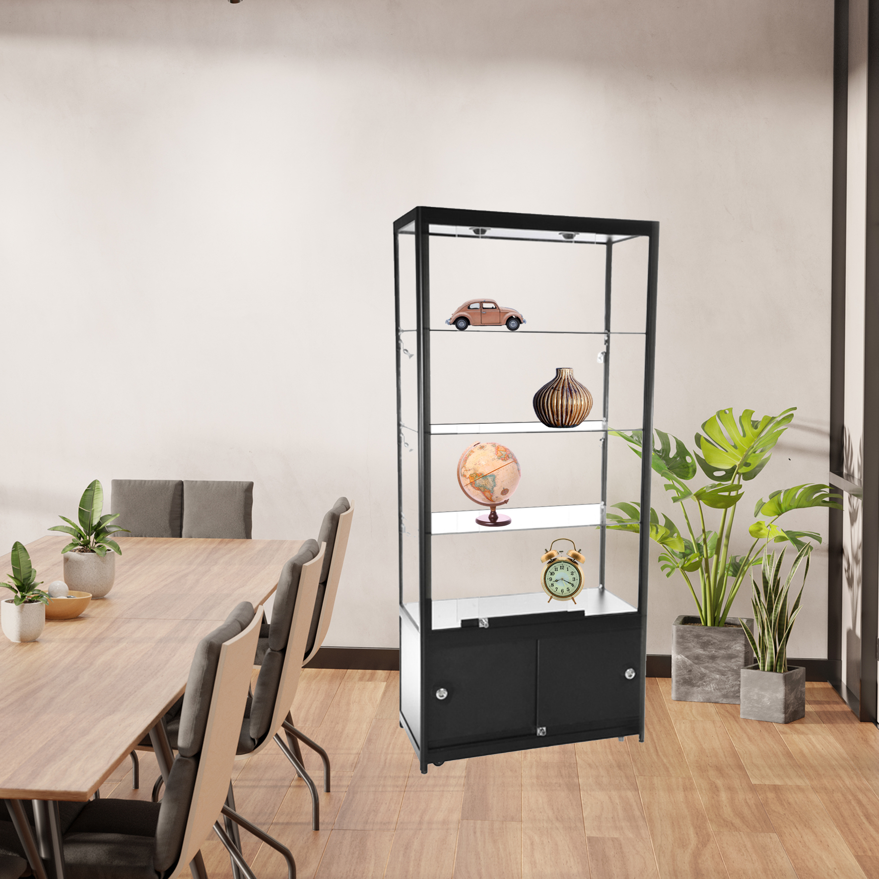 Vitrine Exposition LED H 200 x L 90 x P 45 cm - NOIR - Réf.2228411_5