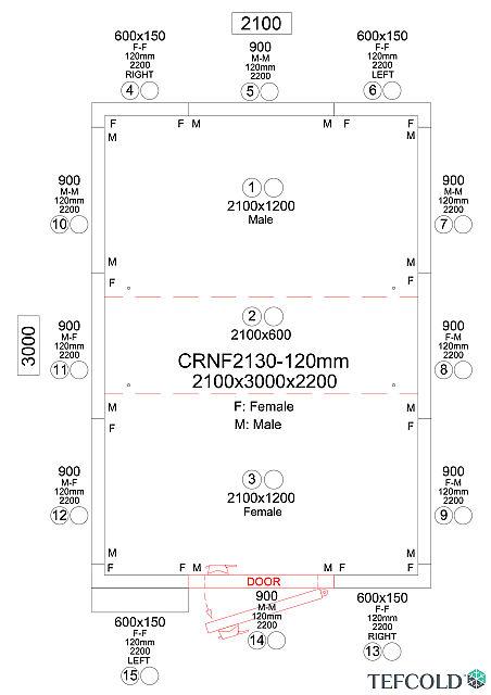 Chambre froide négative 10,06 m3 (2100 x 3000 x 2200 mm) avec monobloc de paroi_5