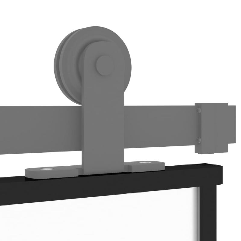 Vidaxl porte coulissante noir 76x205 cm verre trempé aluminium 155207_5