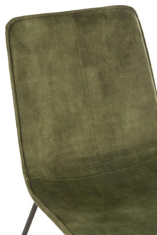 Chaise RATRI en velours vert olive - Piétement en métal noir - Style industriel - Dimensions L64 x H89 x P47 cm_5