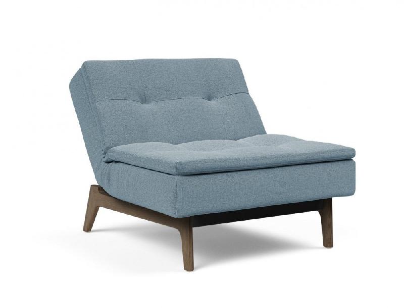 Fauteuil design convertible lit Dublexo Eik - 90x115 cm - Pieds chêne fumé - Tissu Soft Indigo_5
