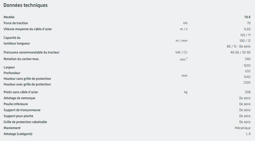 70 E - Treuil forestier mécanique Uniforest - Force de traction 7 tonnes - Grille de protection rabattable_5