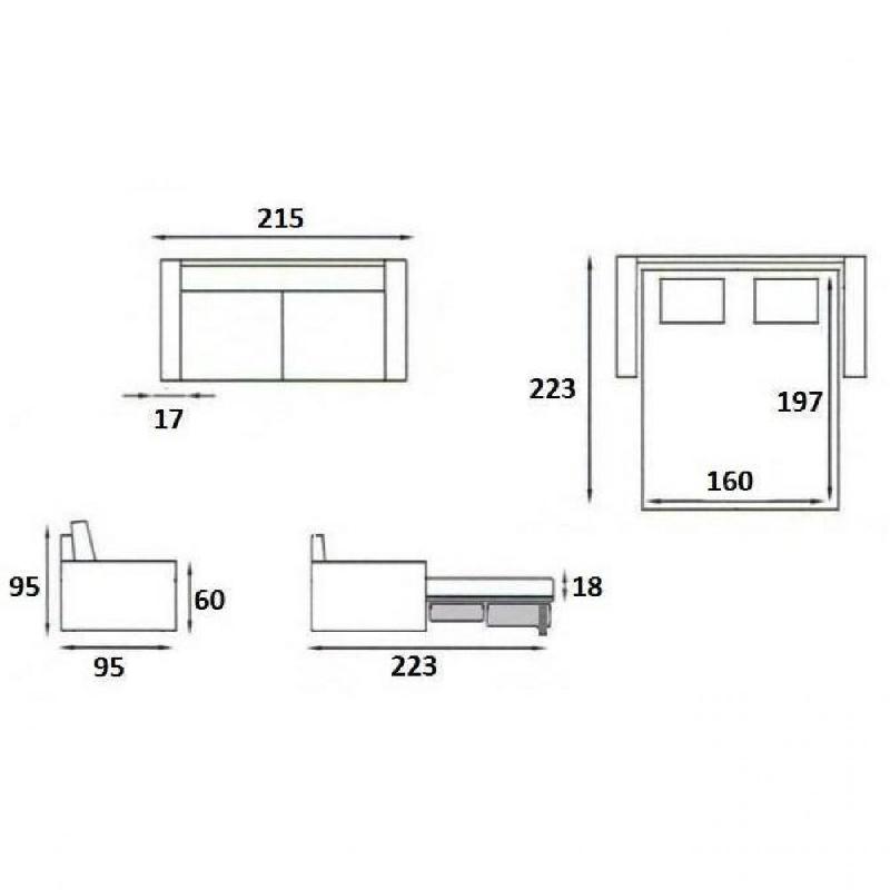 Canapé convertible Excellence 3-4 places - 160 cm - Matelas memory 18 cm inclus - Cuir vachette Parme_5