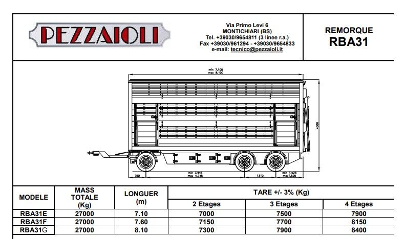 Rba31 - remorque bétaillère - carrozzeria pezzaioli - essieux jumelés fixes de 10000 kg_5