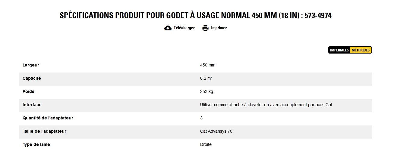 573-4974 godet d'excavation à usage normal - caterpillar finance france - 450 mm (18 in) - poids 253 kg_5