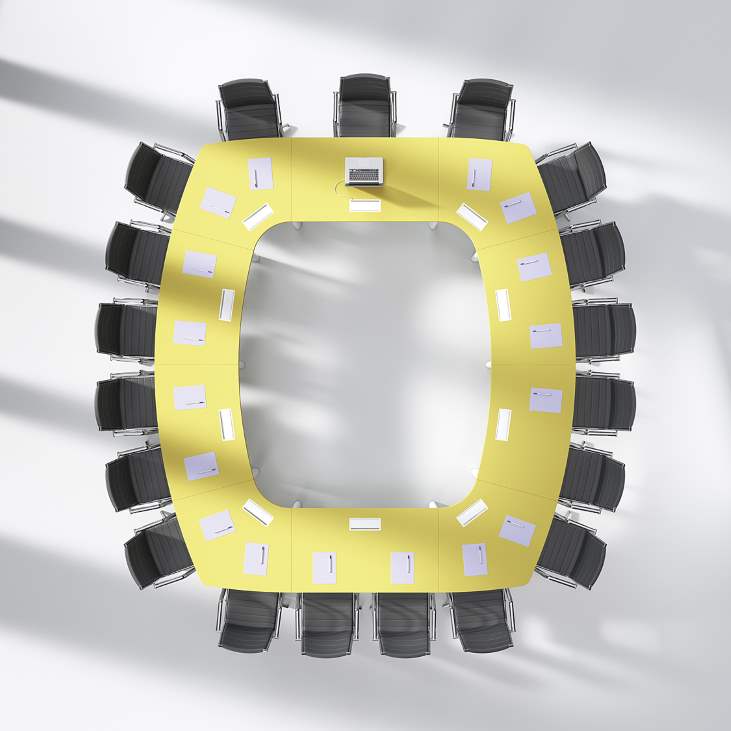 Table de réunion avec pieds en aluminium disponibles en 5 coloris