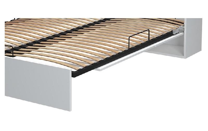 Composition armoire lit escamotable DYNAMO blanc mat - Couchage 140x200 cm avec colonne bibliothèque intégrée_5