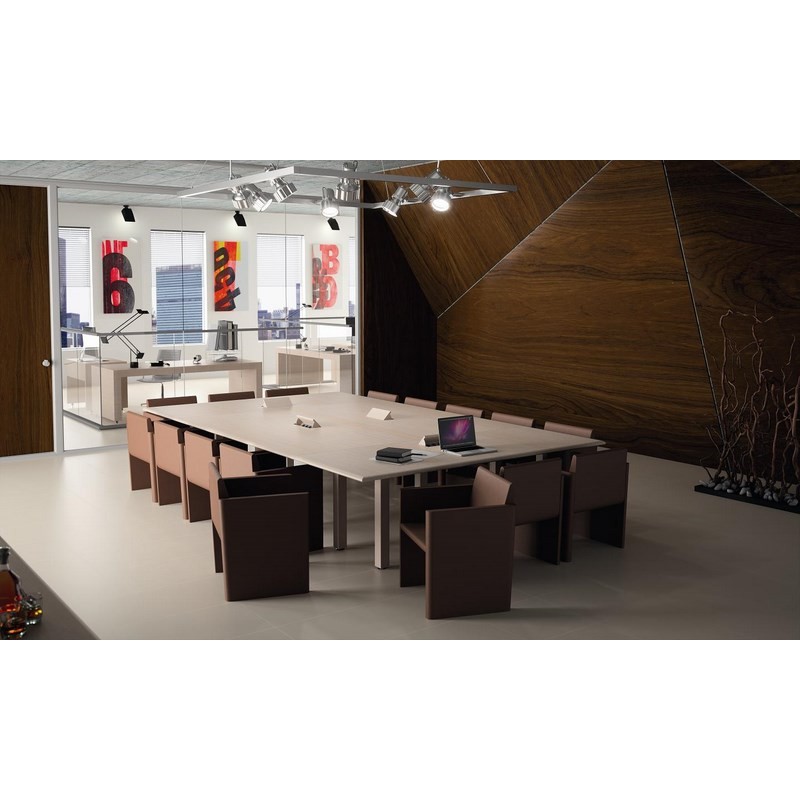 Table de réunion couleur bois - Référence CB02 - Fabricant MACE - Dessus elliptique - Profil sampan et jonque_5