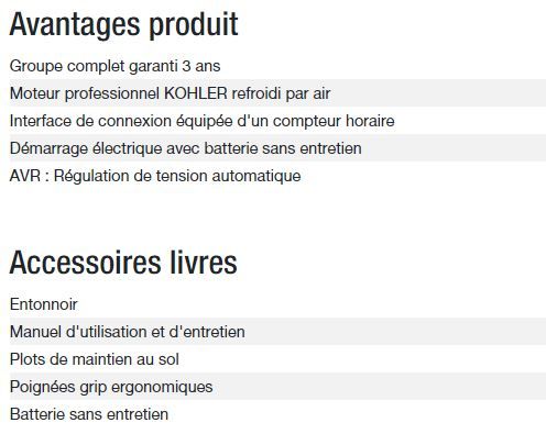 Power Technic 7500 TE AVR C5 - Groupe électrogène Kohler - Gamme TECHNIC - Puissance max 6,5 kW / 8,1 kVA - 50 Hz_5