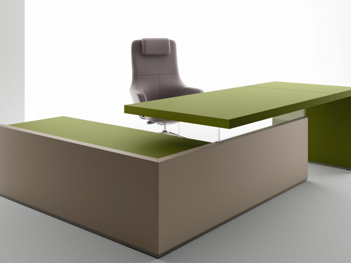 Bureau de direction intemporel et élégant - BOLD58 avec plateau épais et support en verre_5