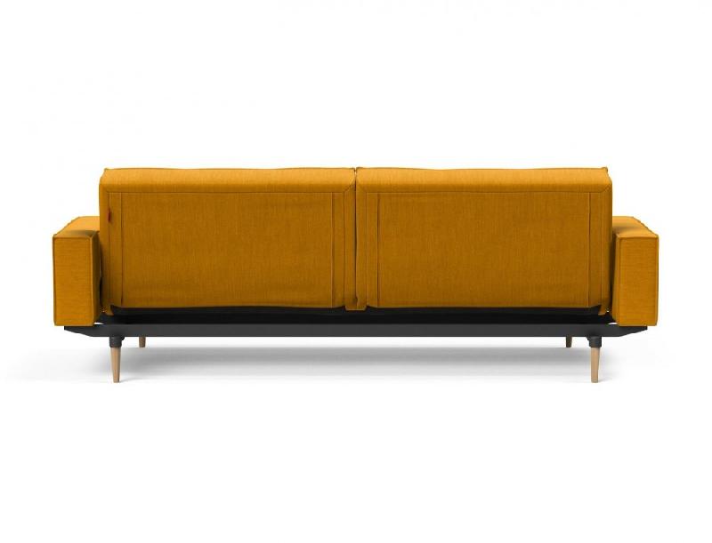 Canapé convertible Splitback Styletto avec accoudoirs - pieds fuseau chêne naturel - tissu Elegance Burned Curry - couchage 115x210cm_5