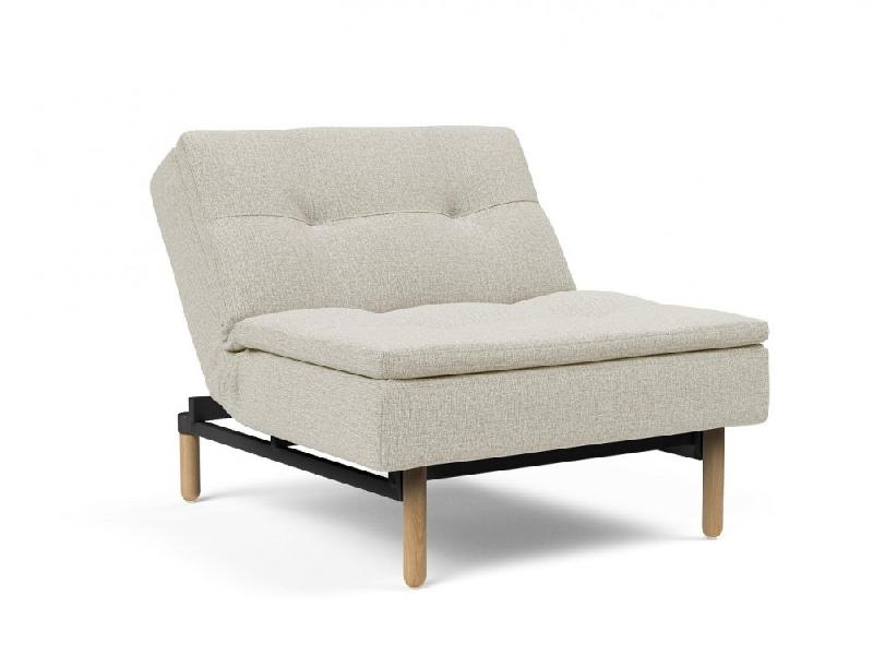 Fauteuil design Dublexo Stem convertible - Lit 90x115 cm - Pieds obus en chêne naturel - Tissu Mixed Dance Natural_5