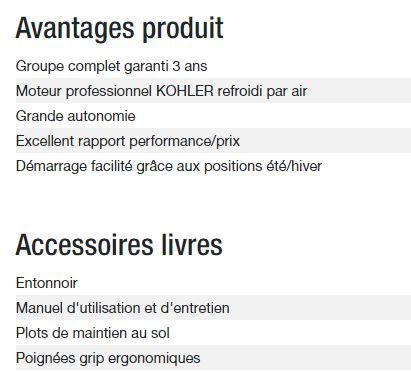 3000 XL TB UK C5 - Groupe électrogène Kohler - Gamme PERFORM - Puissance max 2,80 kW - 230V - 50 Hz_5