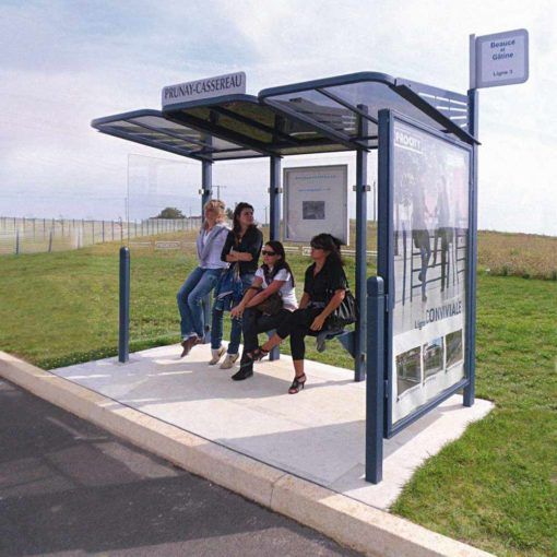 ABRI BUS CONVIVIALE / structure en acier /  bardage en acier / avec banquette et assis-debout / 300 X 220 CM_5