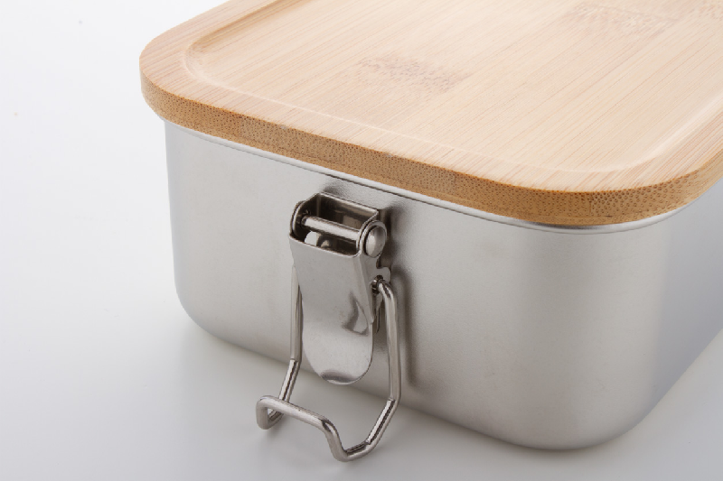 Boîte à lunch en acier inoxydable - couvercle bambou - 750 ml - fermeture sécurisée_5