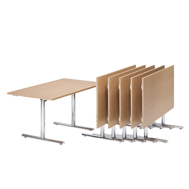 Table de réunion modulable CONFIG - fabricant MACE - plateaux ébénisterie et piétement métal avec roulettes_5