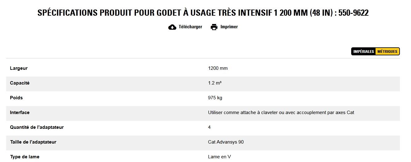 550-9622 godet d'excavation à usage très intensif - caterpillar finance france - 1 200 mm (48 in) - capacité 1.2 m³_5