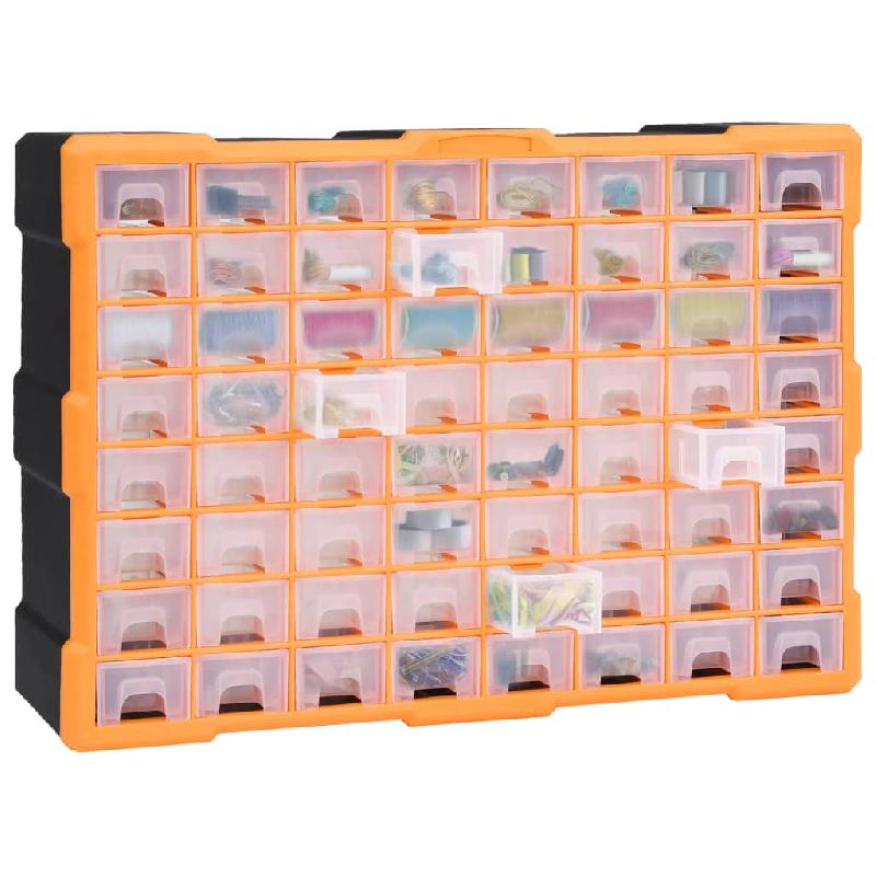 Vidaxl organisateur multi-tiroirs avec 64 tiroirs 52x16x37,5 cm 147579_5