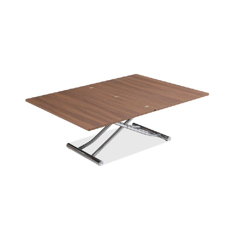 Table basse relevable facile à déplacer grâce à ses roulettes intégrées