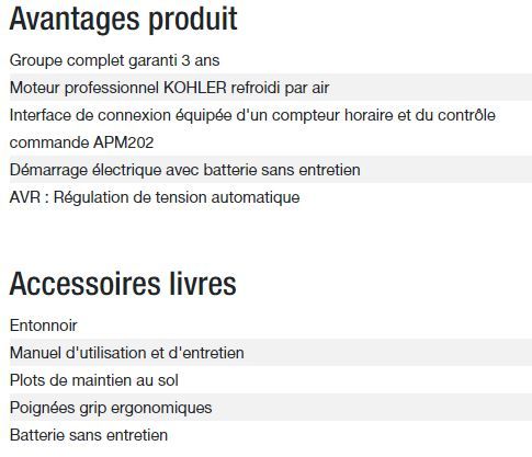 Technic 7500 TA AVR C5 - Groupe électrogène Kohler - Puissance max 6,50 kW - Gamme Technic_5