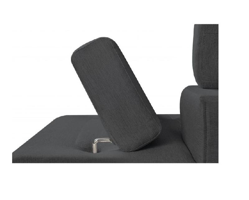 Canapé d'angle méridienne droite RINO convertible avec coffre - tissu gris graphite - pieds laqués noir - 3 têtières réglables_5
