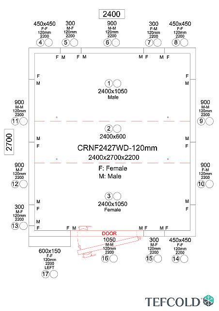 Chambre froide négative 10,41 m3 (2400 x 2700 x 2200 mm) avec monobloc de paroi et porte 850_5