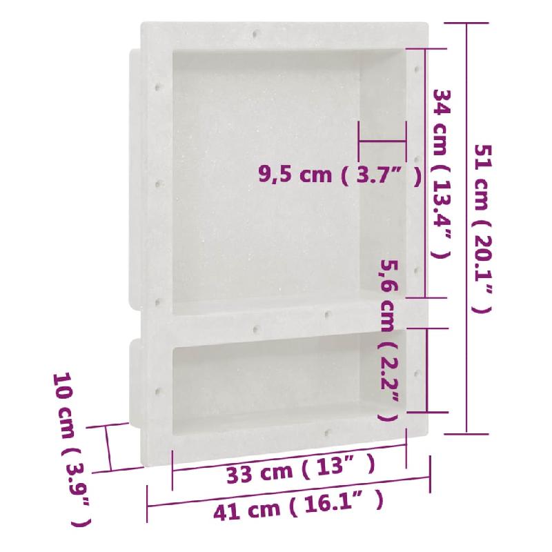 Vidaxl niche de douche avec 2 compartiments blanc mat 41x51x10 cm 151396_5