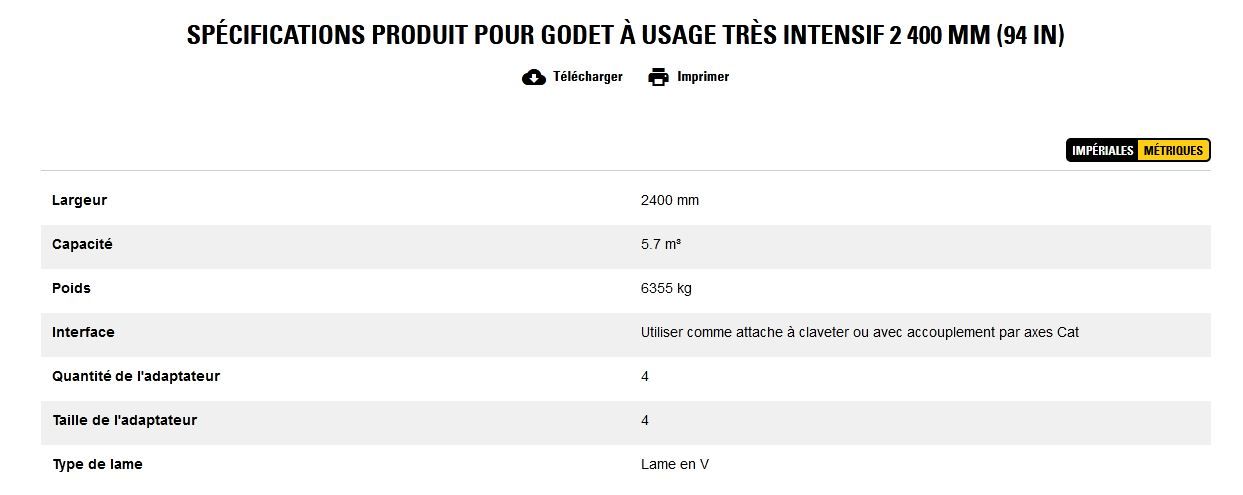 Godet d'excavation à usage très intensif - caterpillar finance france - 2 400 mm (94 in) - capacité 5.7 m³_5