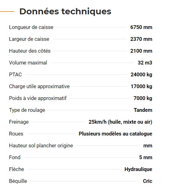 Rollpush 6732 - Benne agricole monocoque Rolland - Fond poussant inclinable et basculant - Volume maxi 32 m3_5