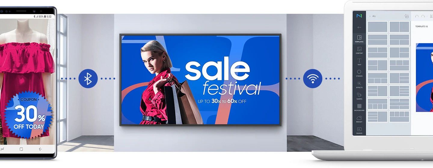Écran intérieur - SAMSUNG - Gamme QB - 75 pouces - UHD 4K avec technologie Upscaling et diffusion longue durée_0