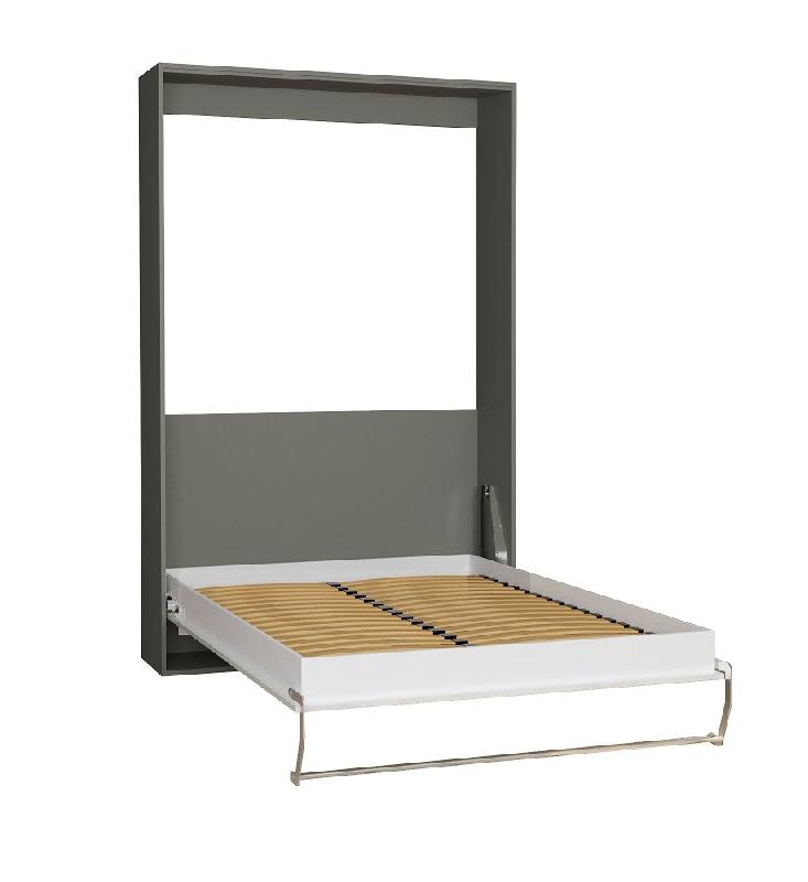 Armoire lit escamotable SMART-V2 - Gris graphite mat et façade Gloss blanc brillant effet miroir - Couchage 120x200 cm_5