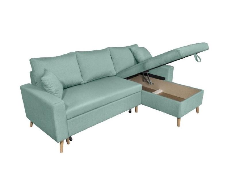 Canapé d'angle réversible convertible ARKO bleu clair avec méridienne réversible, coffre et coussins assortis_5