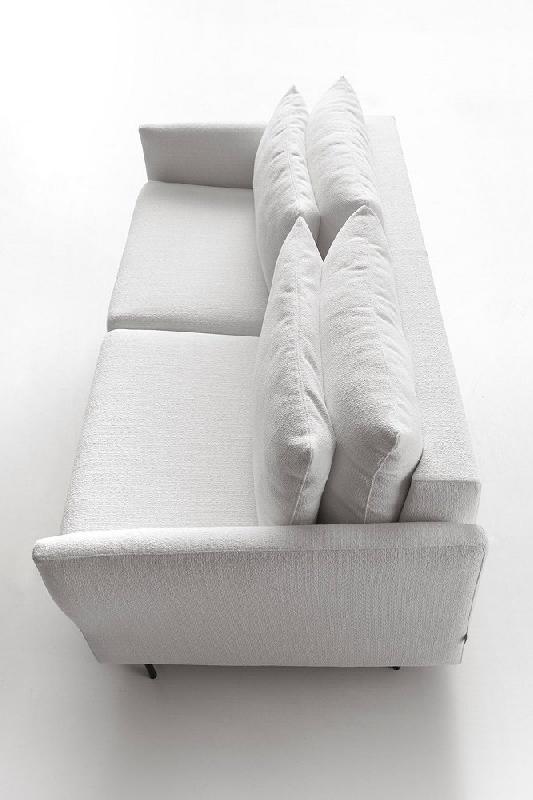 Canapé convertible express chocolat 160x190 cm - dossier souple en tissu beige - matelas 13 cm_5