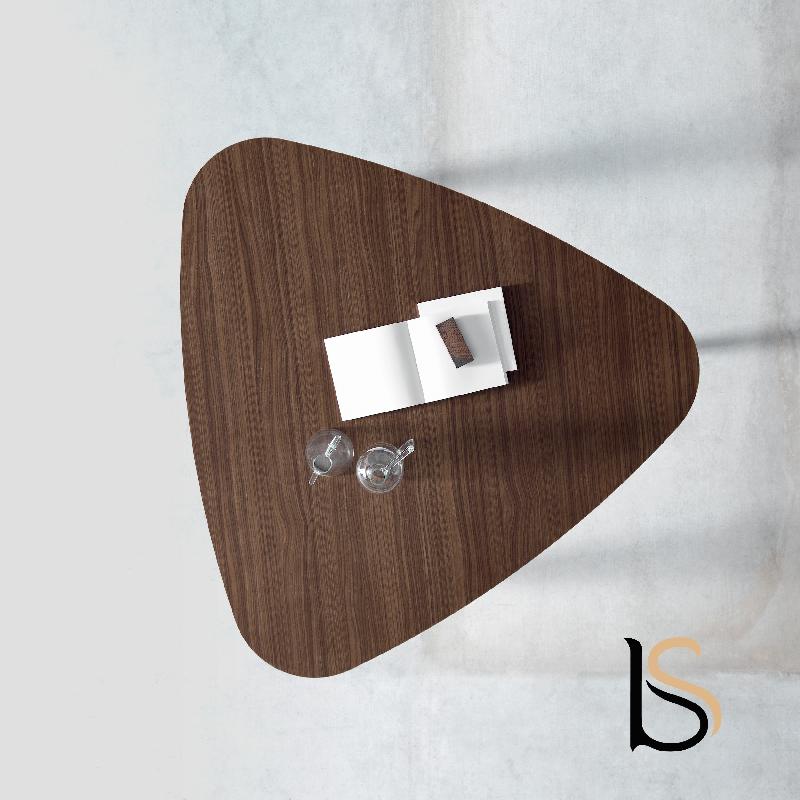 Table de réunion triangulaire Pigreco Up- Martex - Chromé, Noyer_5