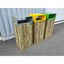 Corbeille publique en pin traité 80 L - Fermeture à serrure - Modèle Canyon_5