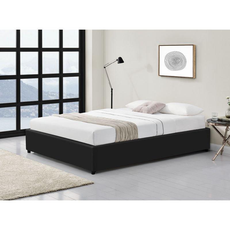 Cadre de lit Dorres 160x200 cm - Sommier relevable avec coffre de rangement - Polyuréthane noir_5