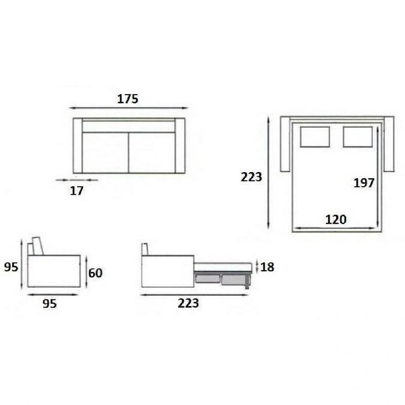 Canapé convertible 2-3 places Excellence - 120 cm - Matelas memory 18 cm inclus - Polyuréthane gris clair_5
